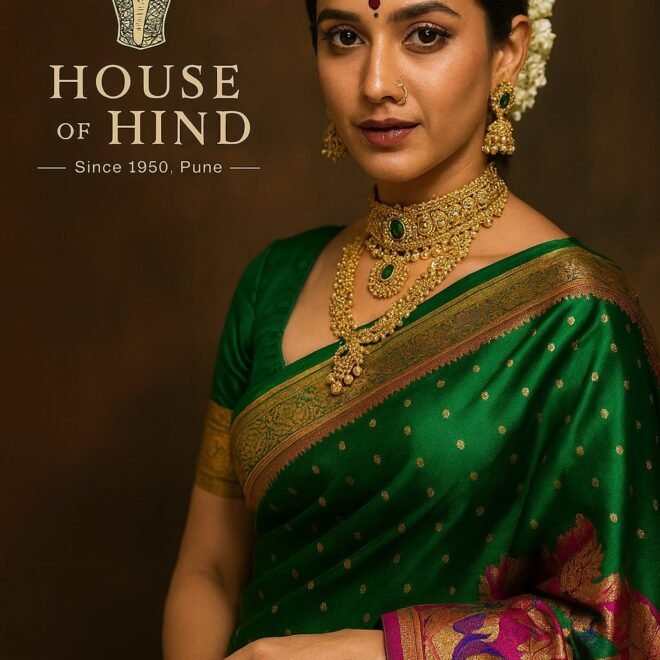 How to Pick the Perfect Jewelry for a Green Paithani Saree — Gold or Diamonds?
