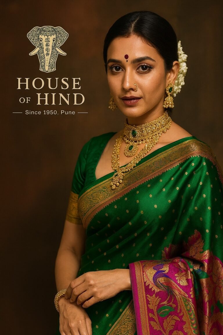 How to Pick the Perfect Jewelry for a Green Paithani Saree — Gold or Diamonds?