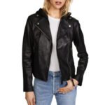Women’s Billie Black Hooded Leather Jacket – Where Elegance Meets Edge