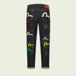 Seagull Print Denim Jeans: Regular cut, heavy cotton with print.
