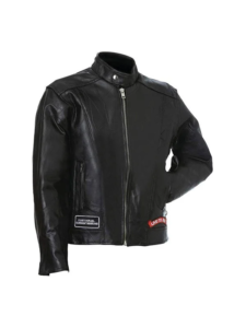 American Eagle Logo Motorcycle Black Leather Jacket Mens